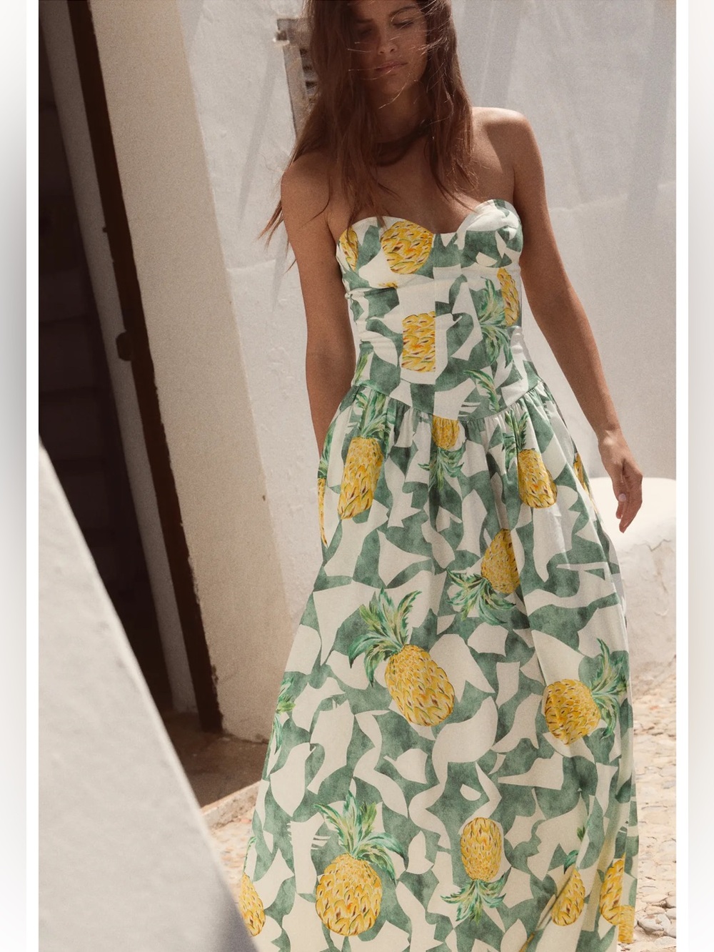 Zara FRUIT PRINT BUSTIER POPLIN DRESS - Picture 9 of 11